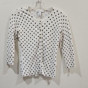 White House Black Market Ivory Polka Dot Top
